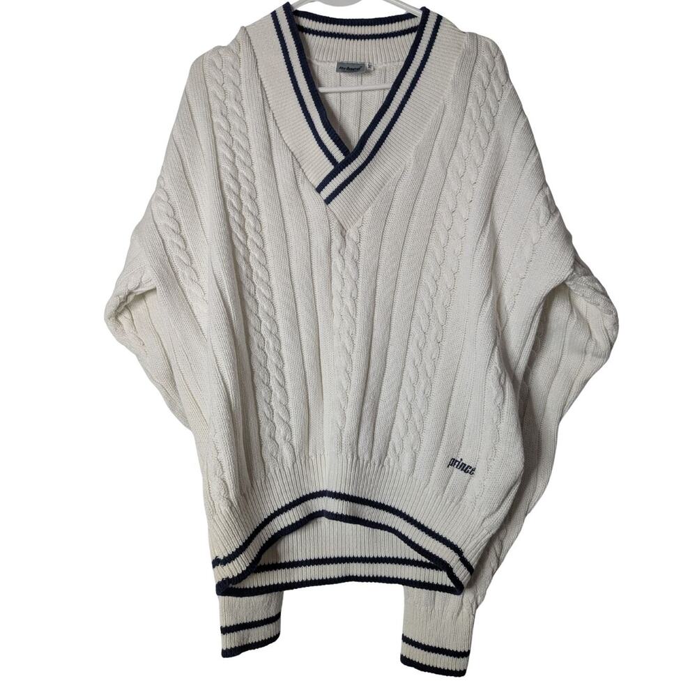 prince vintage cricket sweater sportswear mens medium 100% cotton